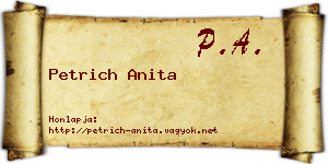 Petrich Anita névjegykártya