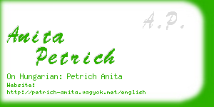 anita petrich business card